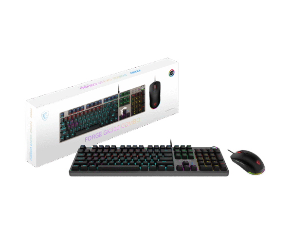 1024 (3) MSI FORGE GK310 Gaming Combo Mechanical Red Switches Hot-Swappable RGB Keyboard and 7200 DPI Mouse - FORGE GK310 COMBO RED US