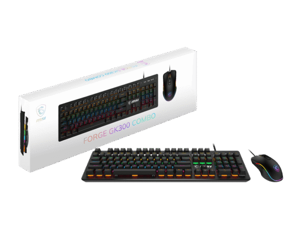 MSI FORGE GK300 Gaming Combo Mechanical Blue Switches 7200 DPI Optical Mouse RGB - FORGE GK300 COMBO BLUE US