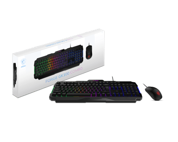MSI FORGE GK100 Gaming Combo 6400 DPI RGB Optical Mouse and 19-Key Anti-Ghosting Keyboard - FORGE GK100 COMBO US