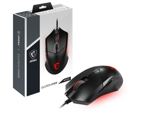 MSI CLUTCH GM08 Optical Gaming Mouse 4200 DPI Adjustable Weight Red LED - CLUTCH GM08