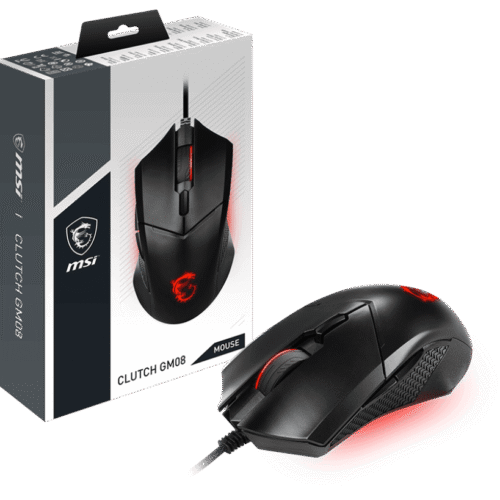 MSI CLUTCH GM08 Optical Gaming Mouse 4200 DPI Adjustable Weight Red LED - CLUTCH GM08