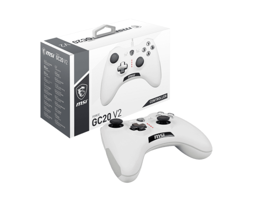 MSI FORCE GC20 V2 WHITE Wired Gaming Controller with Precision Triggers and Dual Vibration - FORCE GC20 V2 WHITE