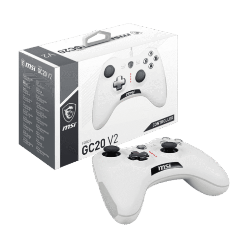 MSI FORCE GC20 V2 WHITE Wired Gaming Controller with Precision Triggers and Dual Vibration - FORCE GC20 V2 WHITE