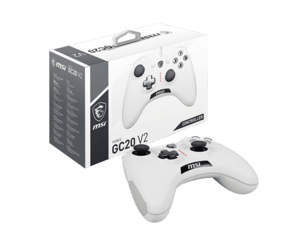 MSI FORCE GC20 V2 WHITE Wired Gaming Controller with Precision Triggers and Dual Vibration - FORCE GC20 V2 WHITE