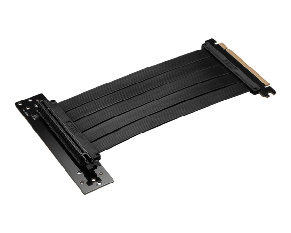 MSI PCI-E 4.0 X16 Riser Cable 180mm Vertical GPU Extension Black - PCI-E 4.0 X16 RISER CABLE 180mm-Black