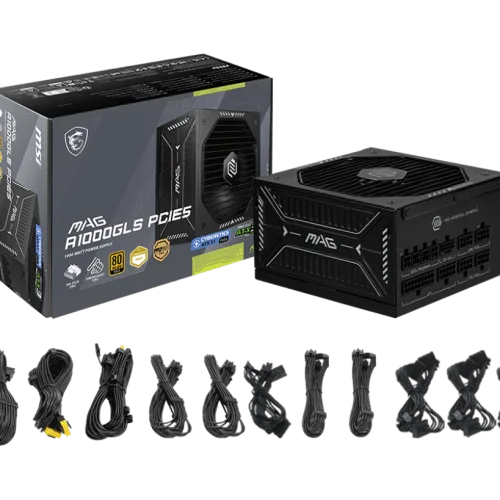 MSI MAG A1000GLS PCIE5 1000W 80 Plus Gold Full Modular Power Supply ATX 3.1 PCIe 5.1 Ready - MAG A1000GLS PCIE5