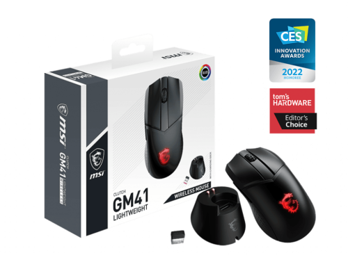 MSI CLUTCH GM41 LIGHTWEIGHT WIRELESS Gaming Mouse 20000 DPI PAW-3370 Sensor 74g - CLUTCH GM41 LIGHTWEIGHT WIRELESS