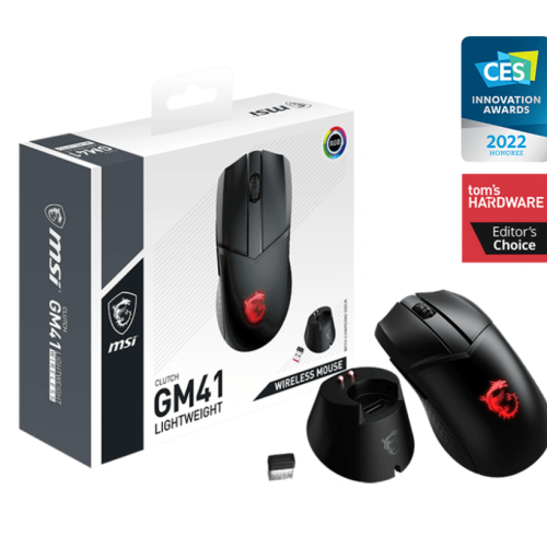 MSI CLUTCH GM41 LIGHTWEIGHT WIRELESS Gaming Mouse 20000 DPI PAW-3370 Sensor 74g - CLUTCH GM41 LIGHTWEIGHT WIRELESS