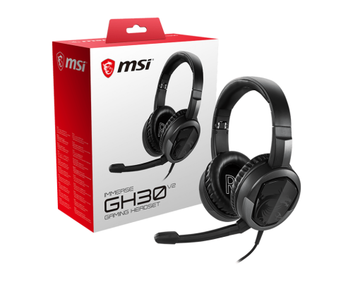 MSI IMMERSE GH30 V2 Lightweight Wired Gaming Headset 40mm Drivers Detachable Mic 3.5mm - IMMERSE GH30 V2