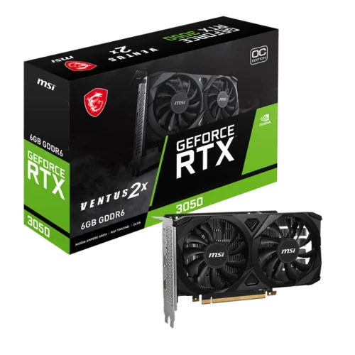 MSI NVIDIA GeForce RTX 3050 VENTUS 2X E 6GB GDDR6 OC Graphics Card - MSI RTX 3050 VENTUS 2X E 6GB OC