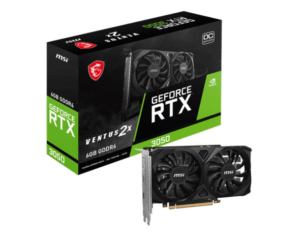 1024 (5) MSI NVIDIA GeForce RTX 3050 VENTUS 2X E 6GB GDDR6 OC Graphics Card - MSI RTX 3050 VENTUS 2X E 6GB OC
