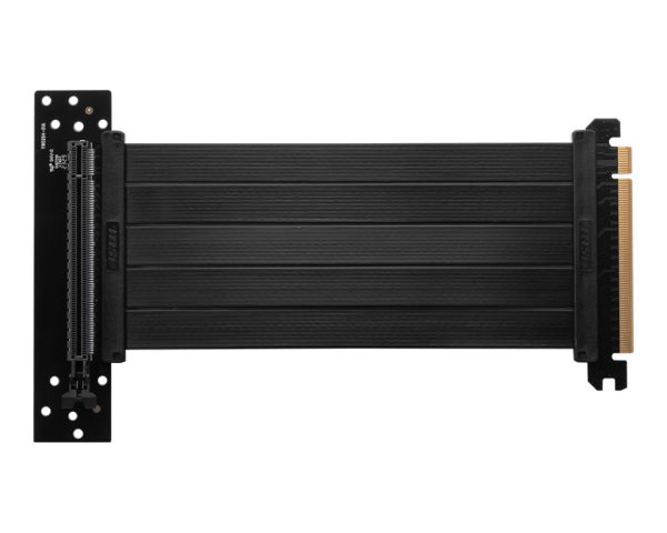 MSI PCI-E 4.0 X16 Riser Cable 180mm Vertical GPU Extension Black - PCI-E 4.0 X16 RISER CABLE 180mm-Black