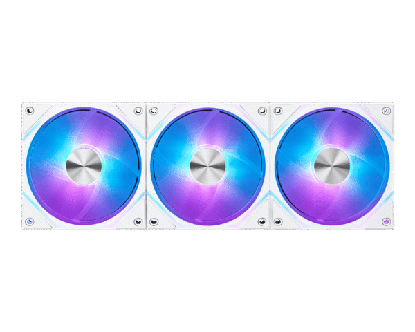 MSI MPG EZ120 ARGB WHITE 3-Fan Pack Magnetic Daisy-Chain 120mm PWM Fans with Hub - MPG EZ120 ARGB WHITE- 3W