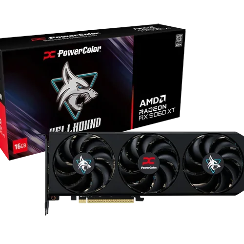 PowerColor Hellhound AMD Radeon RX 9060 XT 16GB GDDR6 - RDNA 4 - PCIe 5.0 - Triple Fan - RX9060XT 16G-L/OC