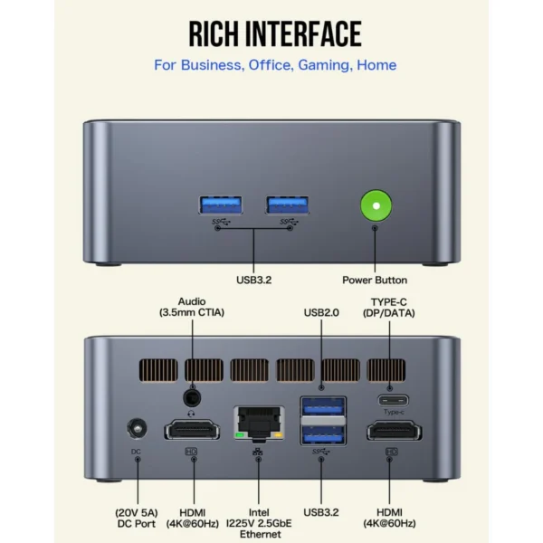 GMKtec Nucbox M3 Mini PC Intel Core i5-12450H 16GB RAM 512GB SSD Windows 11 Pro - GMK-M3-12450H/16/512/BK