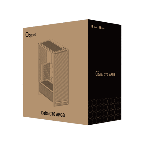 Ocypus Delta C70 BK ARGB Black E-ATX Mid-Tower Gaming Case with 4 Fans - DELTA-C70-BKG400XX-GL