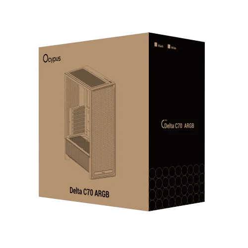 Ocypus Delta C70 BK ARGB Black E-ATX Mid-Tower Gaming Case with 4 Fans - DELTA-C70-BKG400XX-GL