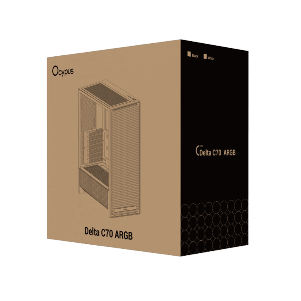 Ocypus Delta C70 BK ARGB Black E-ATX Mid-Tower Gaming Case with 4 Fans - DELTA-C70-BKG400XX-GL