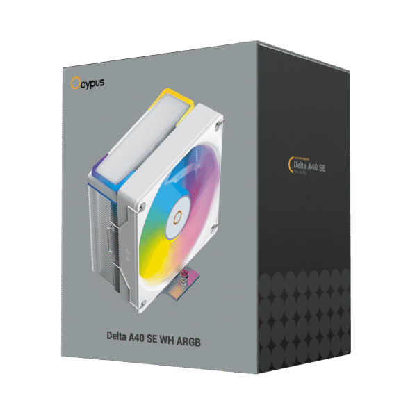 Ocypus Delta A40 SE WH ARGB White Single Tower CPU Air Cooler 190W TDP - DELTA-A40-WH1AAWN00S-GL
