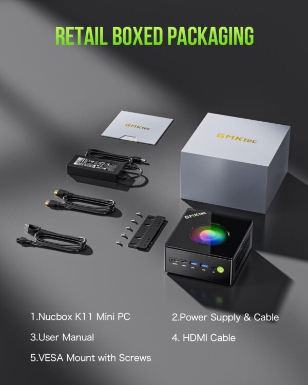 GMKtec Nucbox K11 Gaming Mini PC AMD Ryzen 9 8945HS 32GB DDR5 1TB SSD Windows 11 Pro - GMK-K11/8945HS/32/1TB/US