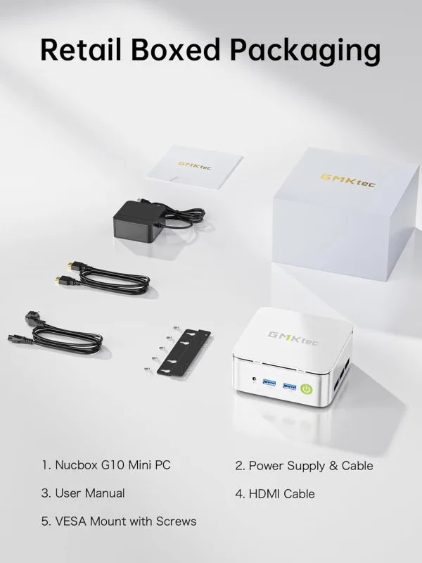 GMKtec Nucbox G10 Mini PC AMD Ryzen 5 3500U 16GB RAM 512GB SSD Windows 11 Pro Silver - GMK-G10-3500U/16/512/SLV