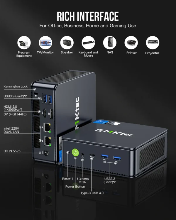 GMKtec Nucbox K7 Plus Mini PC Intel Core i7-13620H 32GB RAM 1TB SSD Windows 11 Pro - GMK-K7+/13620H/32/1TB/BK
