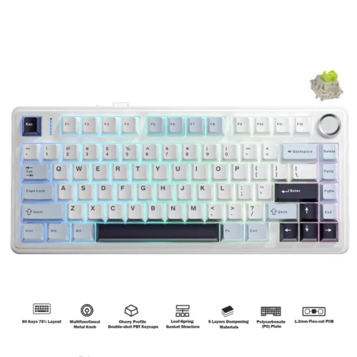 Aula F75 75% Wireless Mechanical Keyboard Tri-Mode Gasket RGB Reaper Switch Glacier Purple - Aula F75 Glacier Purple
