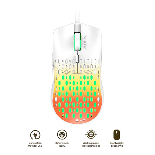 Aula S11 PRO Wired Gaming Mouse – 3600 DPI – 6 Programmable Keys – RGB – Aula S11 PRO Orange