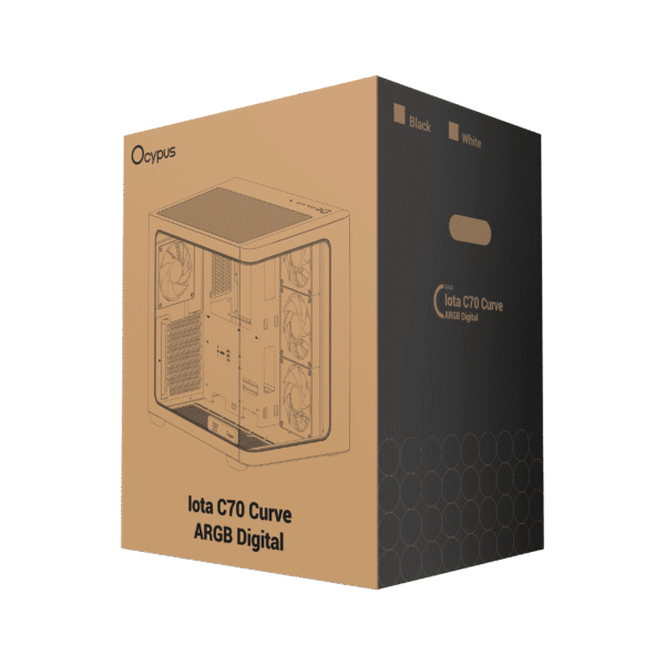Ocypus Iota C70 WH Curve ARGB Digital White ATX Mid-Tower Case with Panoramic Glass and 6 Fans - IOTA-C70-WHD400CD-GL
