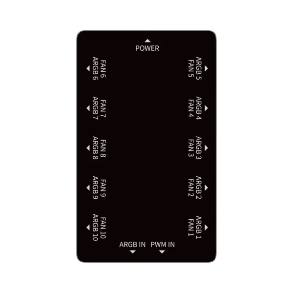 OCYPUS Delta EH10 BK Pro 10 Port PWM Fan and ARGB Lighting Hub - Magnetic Mounting - DELTA-EH10-BKN00PXX-GL