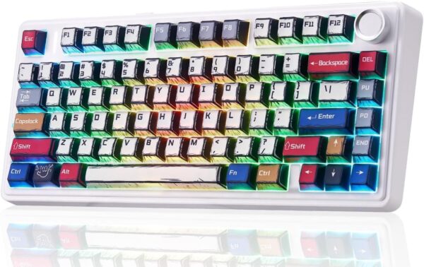 Aula F75 Comic Keycap Edition 75% Gasket Mechanical Keyboard Tri-Mode Reaper Switch RGB - Aula F75 Comic Keycap