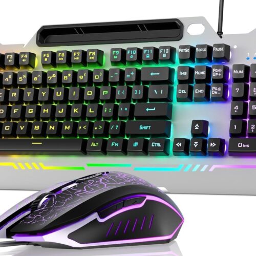 Aula Wired Gaming Keyboard and Mouse Combo - Metal Panel - RGB Backlight - 7200 DPI - Aula T102