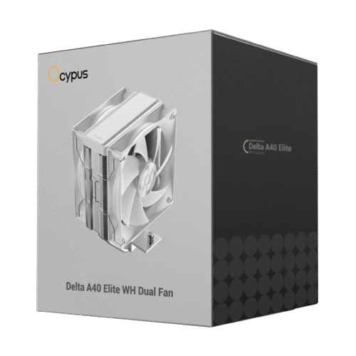 OCYPUS Delta A40 Elite WH Dual Fan CPU Air Cooler - 220W TDP - White ARGB - DELTA-A40-WH2NNWN00X-GL