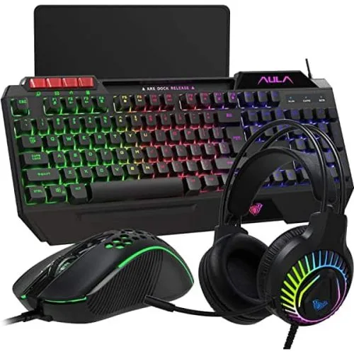 Aula 4-in-1 Gaming Combo - Keyboard Mouse Headset Mousepad - 3600 DPI - Aula T650