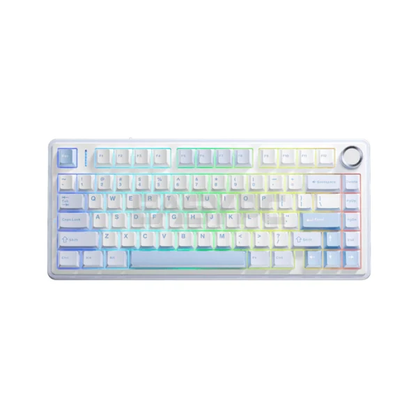 Aula F75 75% Wireless Mechanical Keyboard Tri-Mode RGB Gray Wood V3 Switch Seasalt Blue - Aula F75 Seasalt Blue