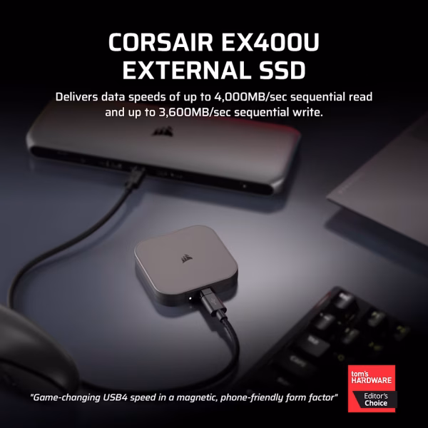 CORSAIR EX400U 1TB USB4 External SSD - MagSafe Compatible - Gunmetal - CS-CSSD-EX400U1TB