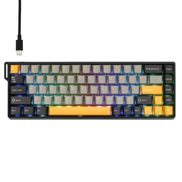Aula WIN 68 Wired Magnetic Switch Gaming Keyboard 8000Hz Polling Rate Gray Yellow Black - Aula WIN 68 Gray Yellow Black