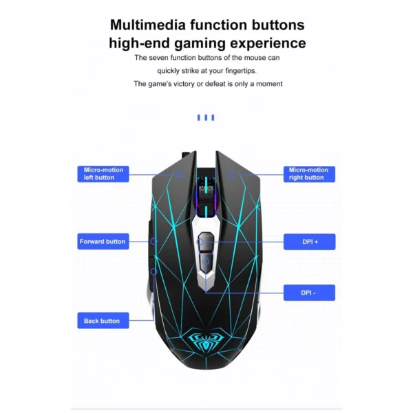 Aula T201 Wired Gaming Keyboard and Mouse Combo Rainbow Backlight 4800 DPI Palm Rest - Aula T201