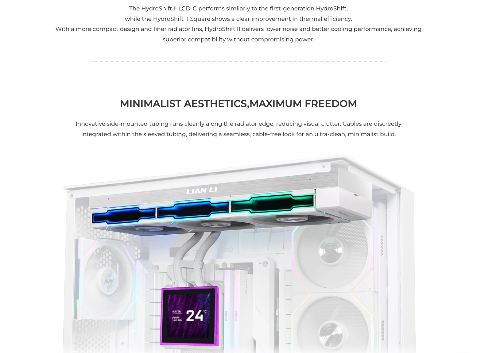 Lian Li HydroShift II LCD-S 360 AIO Liquid Cooler 3.4 Inch IPS LCD 360mm Radiator with CL or TL Wireless Fans | Black | White