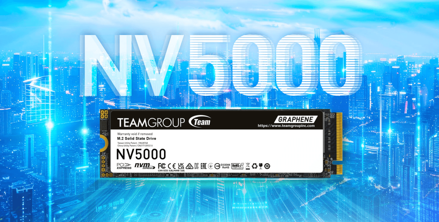 TeamGroup NV5000 1TB PCIe Gen4 x4 NVMe M.2 SSD - 5000MB/s - Graphene Cooling - TM8FGM001T0C101