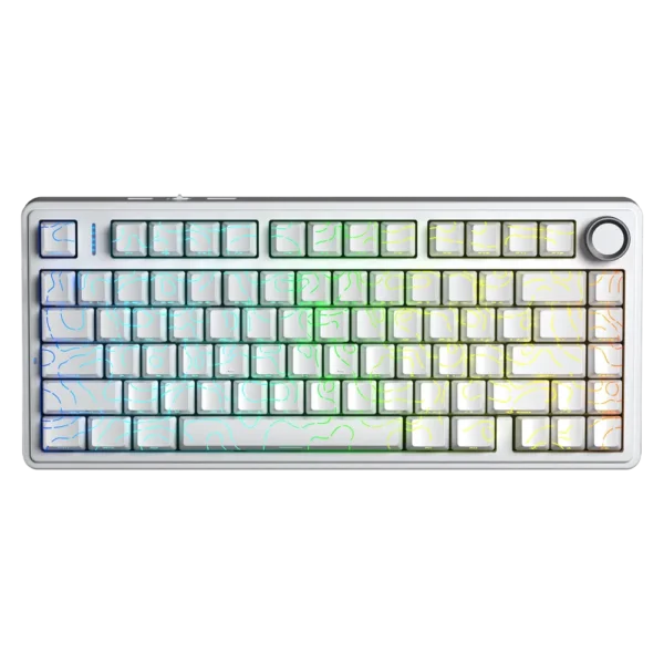 Aula F75 Counter Series Gasket Mechanical Keyboard 3-Mode RGB Star Vector Switch - Aula F75 White Contour