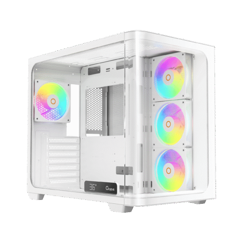 Ocypus Iota C70 WH Curve ARGB Digital White ATX Mid-Tower Case with Panoramic Glass and 6 Fans - IOTA-C70-WHD400CD-GL