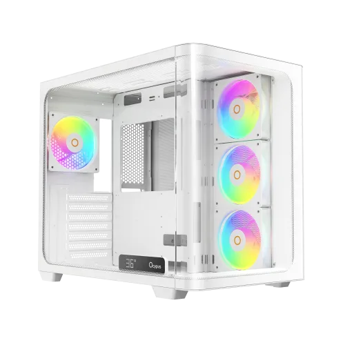 Ocypus Iota C70 WH Curve ARGB Digital White ATX Mid-Tower Case with Panoramic Glass and 6 Fans - IOTA-C70-WHD400CD-GL
