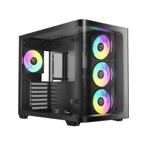OCYPUS Iota C70 Curve ARGB Digital Mid-Tower ATX Case with Panoramic Curved Glass - IOTA-C70-BKD400CD-GL