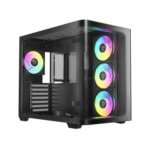 OCYPUS Iota C70 Curve ARGB Digital Mid-Tower ATX Case with Panoramic Curved Glass - IOTA-C70-BKD400CD-GL