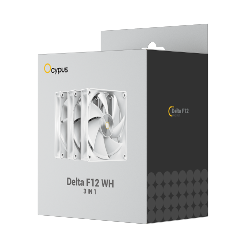 OCYPUS Delta F12 WH 120mm PWM Case Fan 3 in 1 Pack - Hydraulic Bearing - DELTA-F12-WH3NM00X-GL