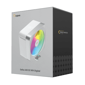 Ocypus Delta A40 EX WH Digital White Single Tower CPU Air Cooler with Temp Display 200W TDP - DELTA-A40-WH1NAWD00E-GL