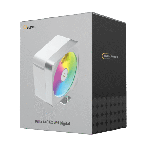 Ocypus Delta A40 EX WH Digital White Single Tower CPU Air Cooler with Temp Display 200W TDP - DELTA-A40-WH1NAWD00E-GL