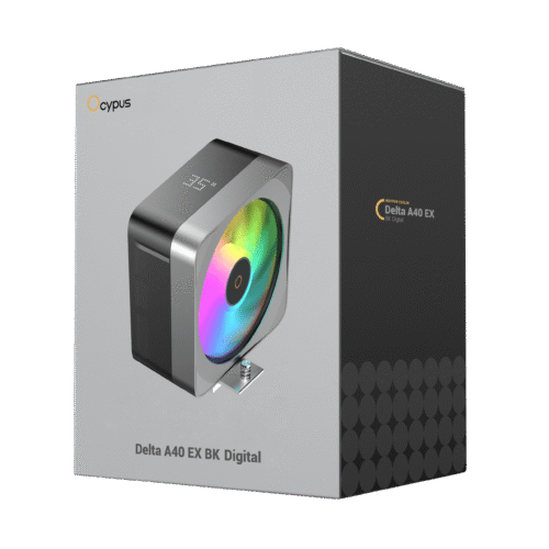 Ocypus Delta A40 EX BK Digital Single Tower CPU Air Cooler with Temp Display 200W TDP - DELTA-A40-BK1NAWD00E-GL