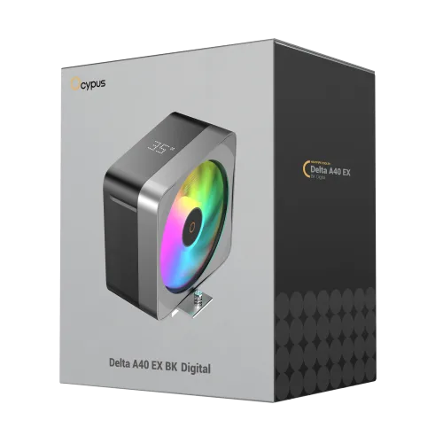 Ocypus Delta A40 EX BK Digital Single Tower CPU Air Cooler with Temp Display 200W TDP - DELTA-A40-BK1NAWD00E-GL